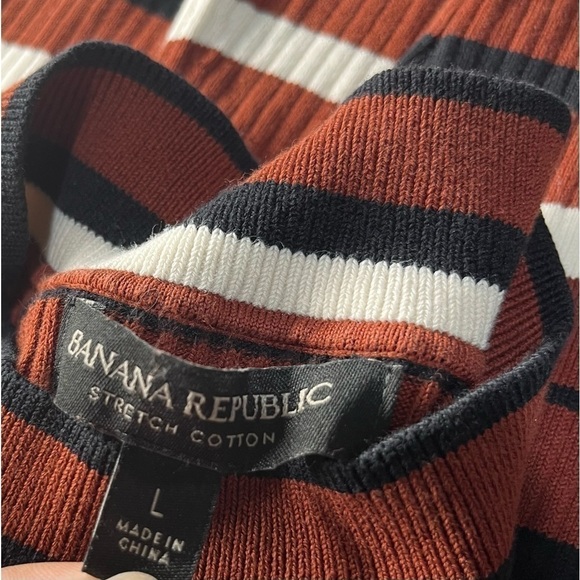 Banana Republic striped turtleneck cotton stretch long sleeve dress size Large - Picture 8 of 8